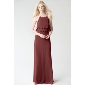 Jenny Yoo Collection Charlie Dress Terracotta Chiffon Gown Size 12